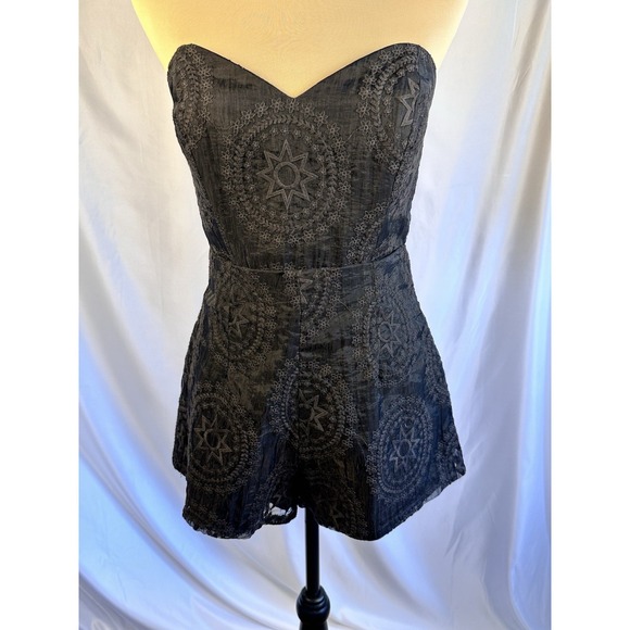 Stone Cold Fox Pants - Stone Cold Fox Womens Festival Clubwear Floral Strapless Romper Size 3 Beach
